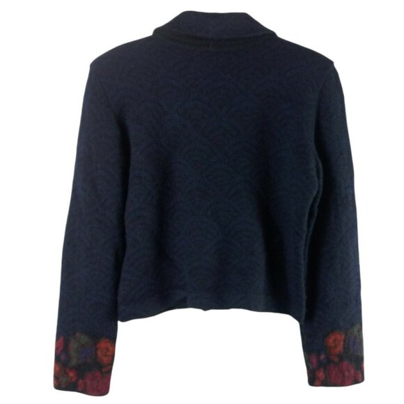 Dakota Womens Alpaca Hand Loomed Bolivia Cardigan Floral Hook Front Black L - Picture 2 of 7